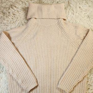 Garage Turtle Neck Pullover Women's Sweater Tan/Pink - XS